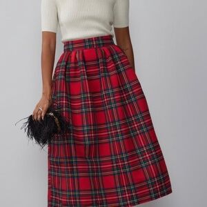 New York & Company Red Tartan Plaid Skirt